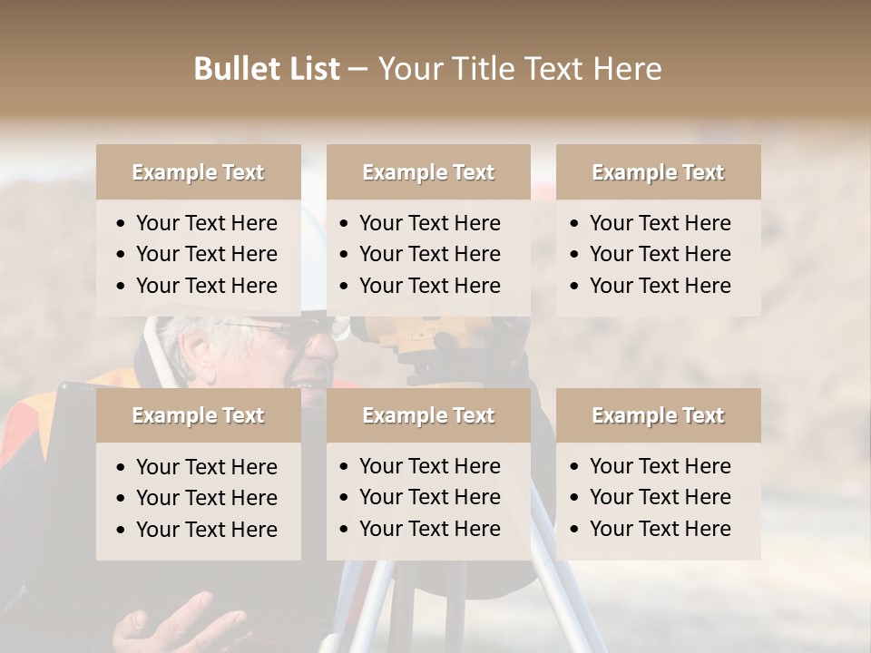 A Man In A Hard Hat Is Looking At Something On A Tripod PowerPoint Template
