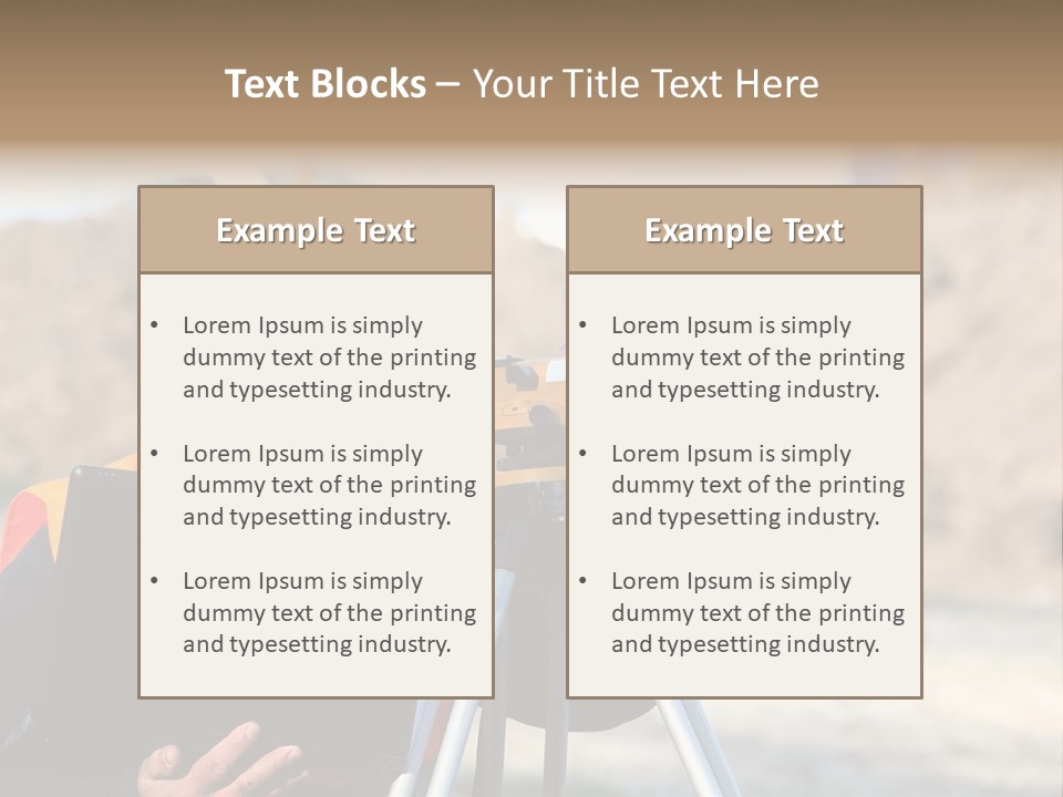 A Man In A Hard Hat Is Looking At Something On A Tripod PowerPoint Template