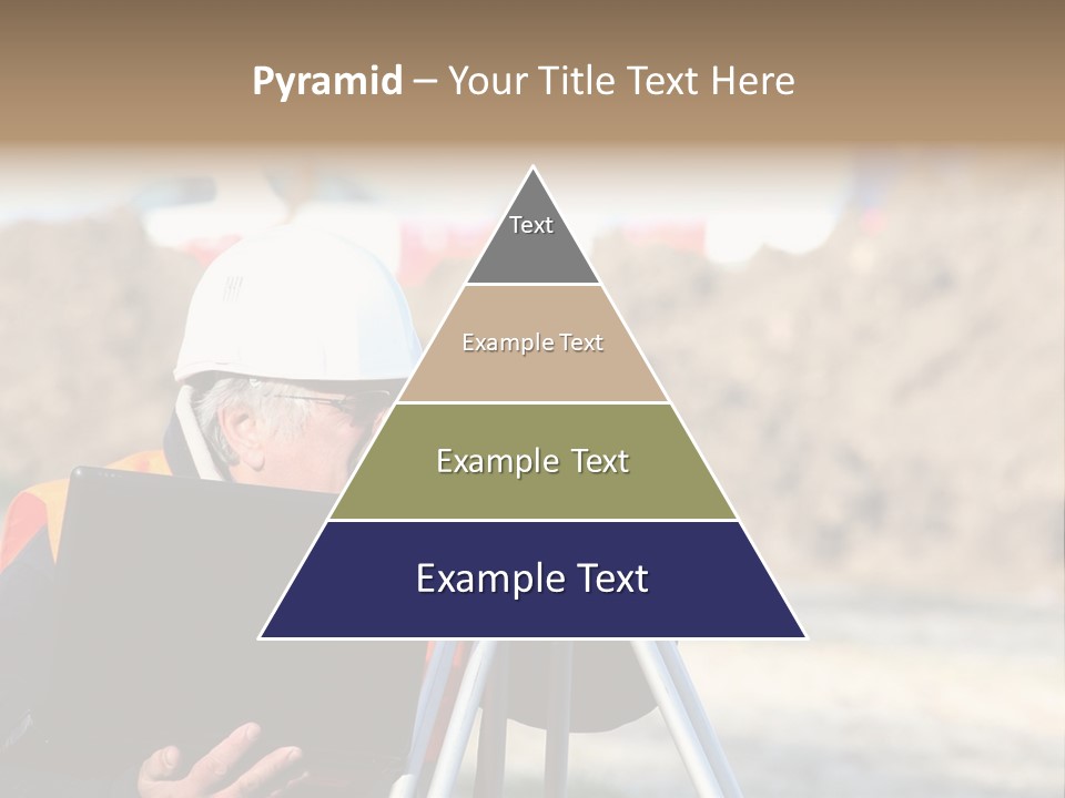 A Man In A Hard Hat Is Looking At Something On A Tripod PowerPoint Template