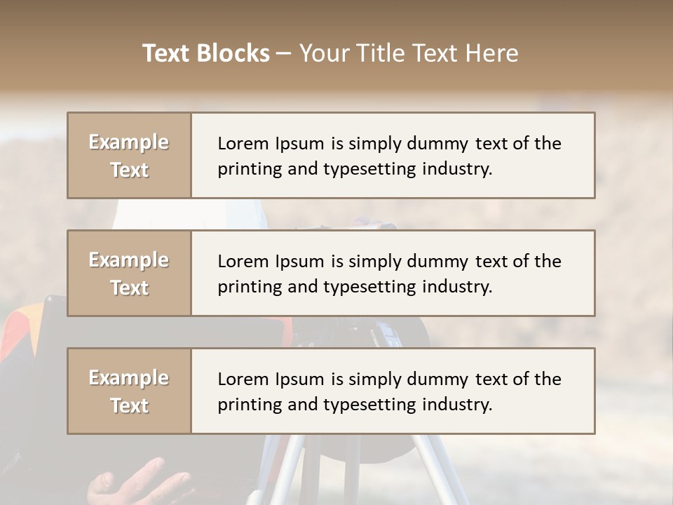 A Man In A Hard Hat Is Looking At Something On A Tripod PowerPoint Template