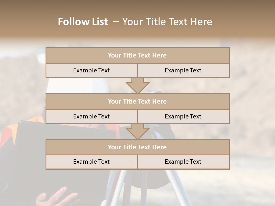 A Man In A Hard Hat Is Looking At Something On A Tripod PowerPoint Template