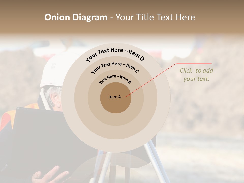 A Man In A Hard Hat Is Looking At Something On A Tripod PowerPoint Template