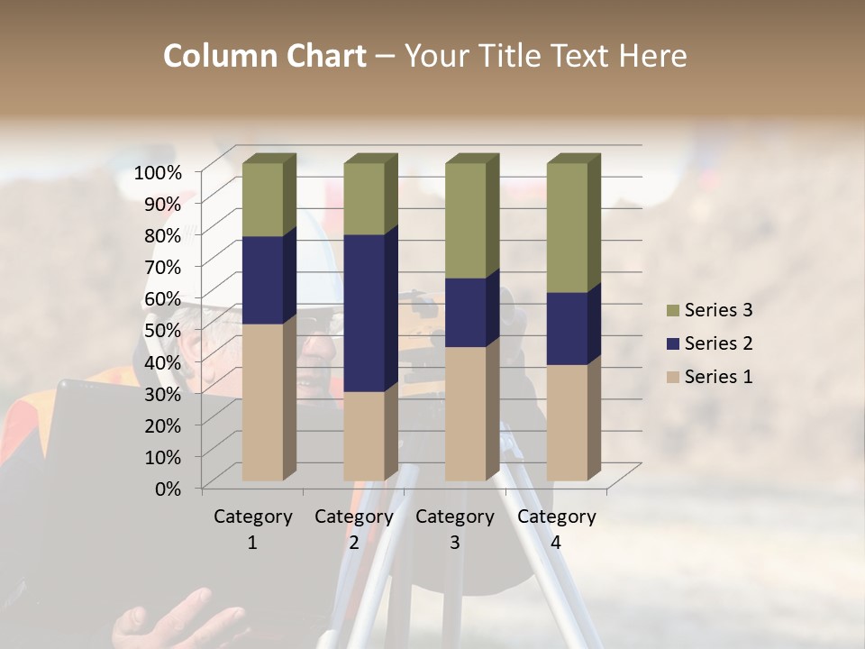 A Man In A Hard Hat Is Looking At Something On A Tripod PowerPoint Template
