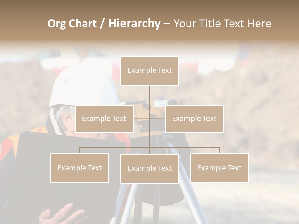 A Man In A Hard Hat Is Looking At Something On A Tripod PowerPoint Template