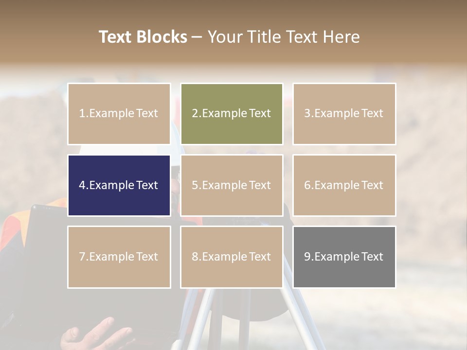 A Man In A Hard Hat Is Looking At Something On A Tripod PowerPoint Template