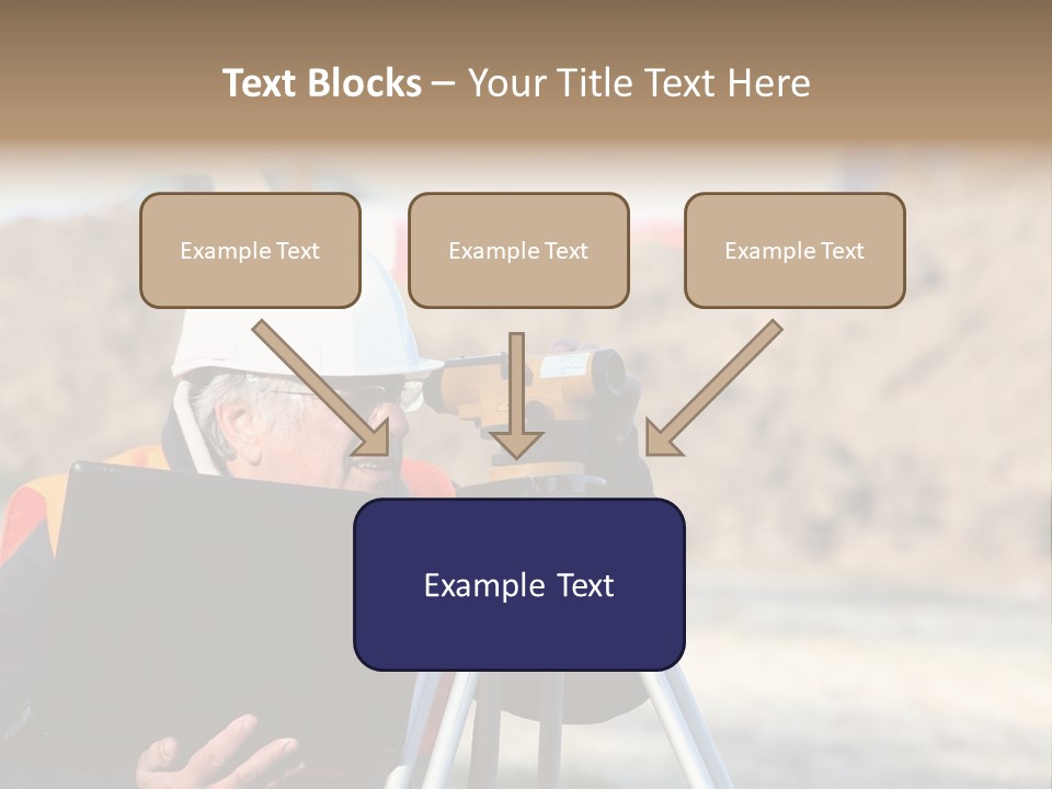 A Man In A Hard Hat Is Looking At Something On A Tripod PowerPoint Template