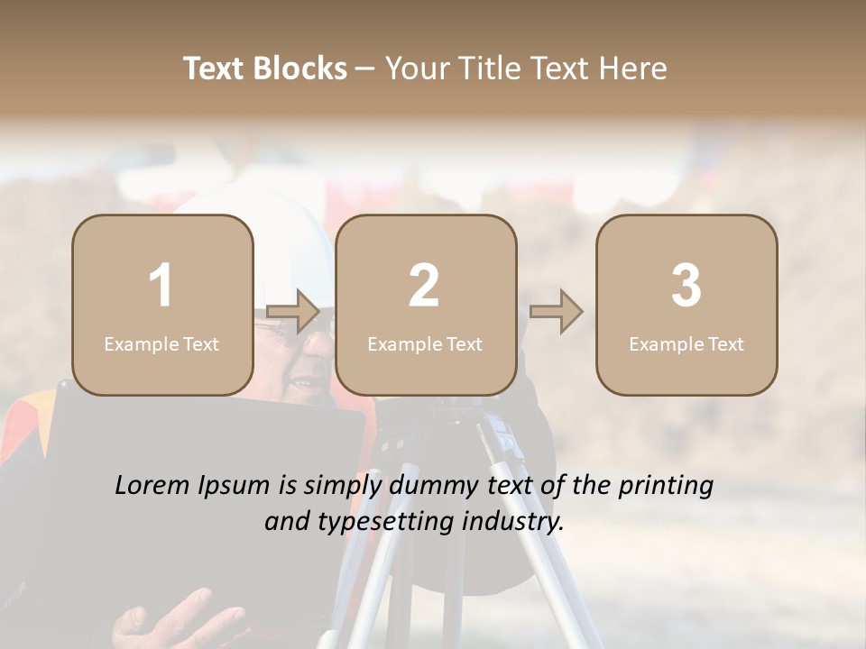 A Man In A Hard Hat Is Looking At Something On A Tripod PowerPoint Template