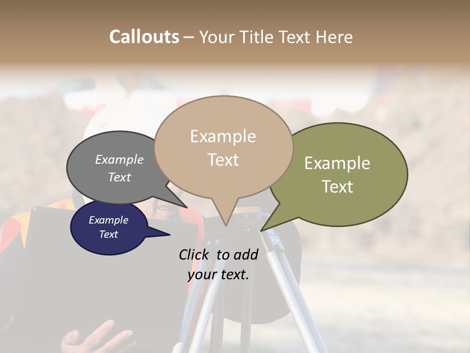 A Man In A Hard Hat Is Looking At Something On A Tripod PowerPoint Template