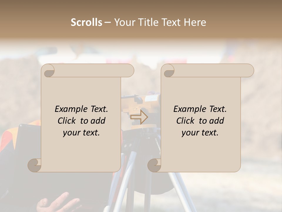 A Man In A Hard Hat Is Looking At Something On A Tripod PowerPoint Template