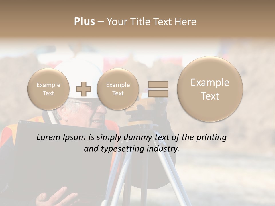 A Man In A Hard Hat Is Looking At Something On A Tripod PowerPoint Template