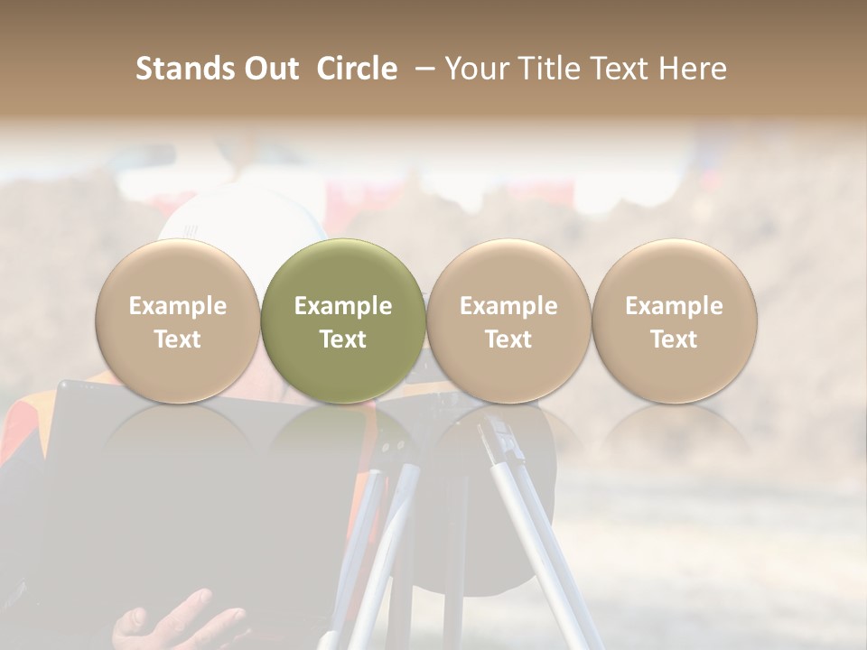 A Man In A Hard Hat Is Looking At Something On A Tripod PowerPoint Template