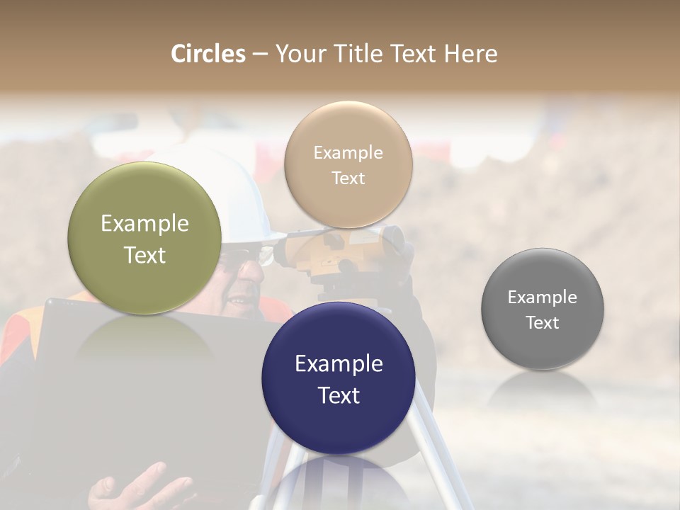 A Man In A Hard Hat Is Looking At Something On A Tripod PowerPoint Template