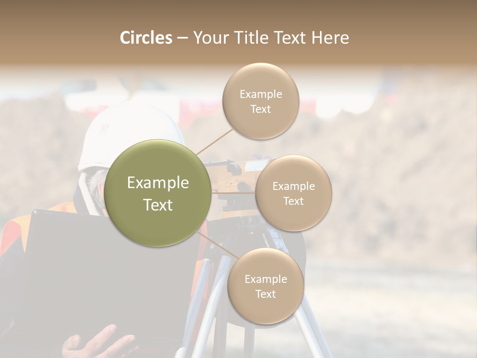 A Man In A Hard Hat Is Looking At Something On A Tripod PowerPoint Template