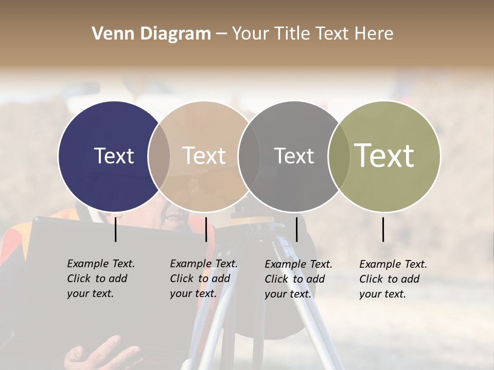 A Man In A Hard Hat Is Looking At Something On A Tripod PowerPoint Template