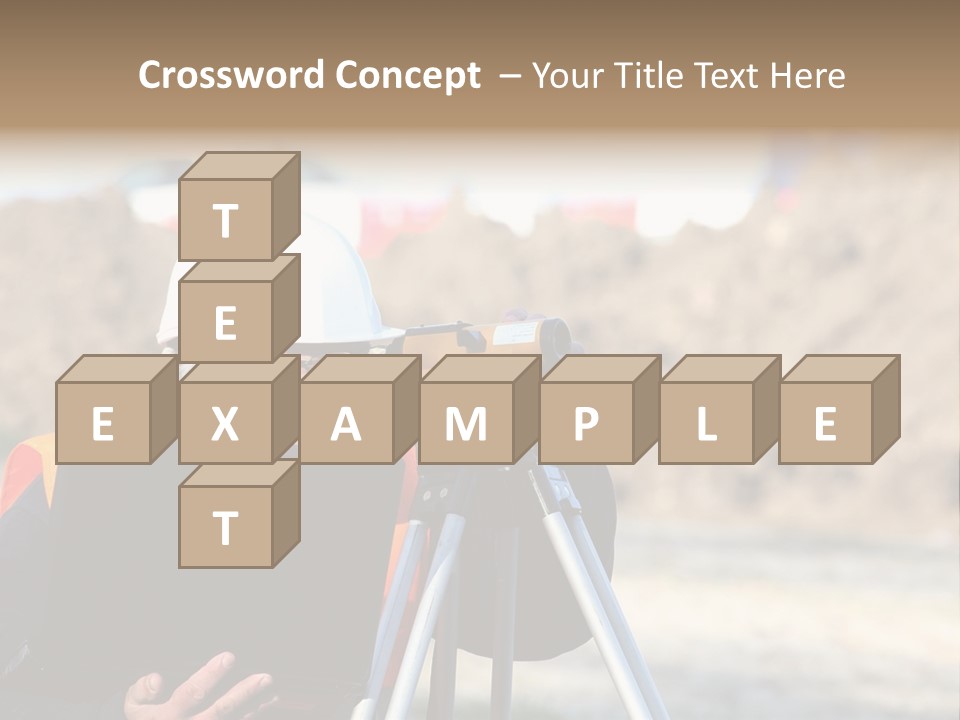 A Man In A Hard Hat Is Looking At Something On A Tripod PowerPoint Template