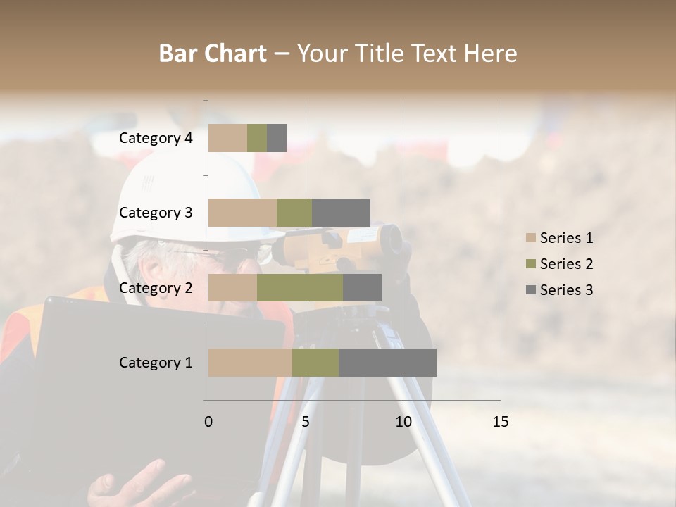 A Man In A Hard Hat Is Looking At Something On A Tripod PowerPoint Template