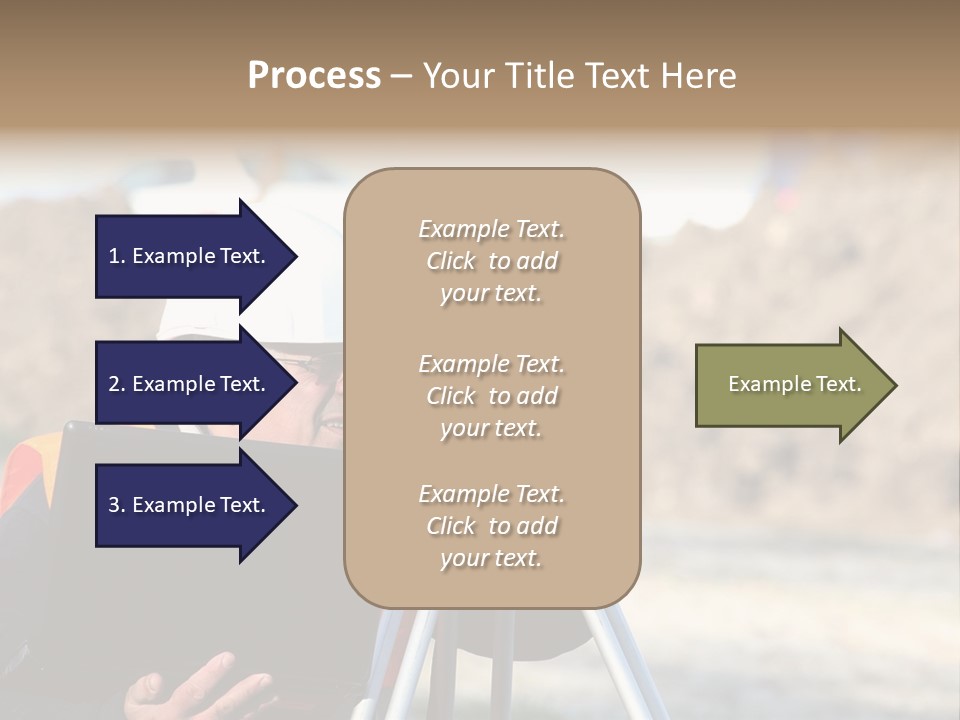 A Man In A Hard Hat Is Looking At Something On A Tripod PowerPoint Template