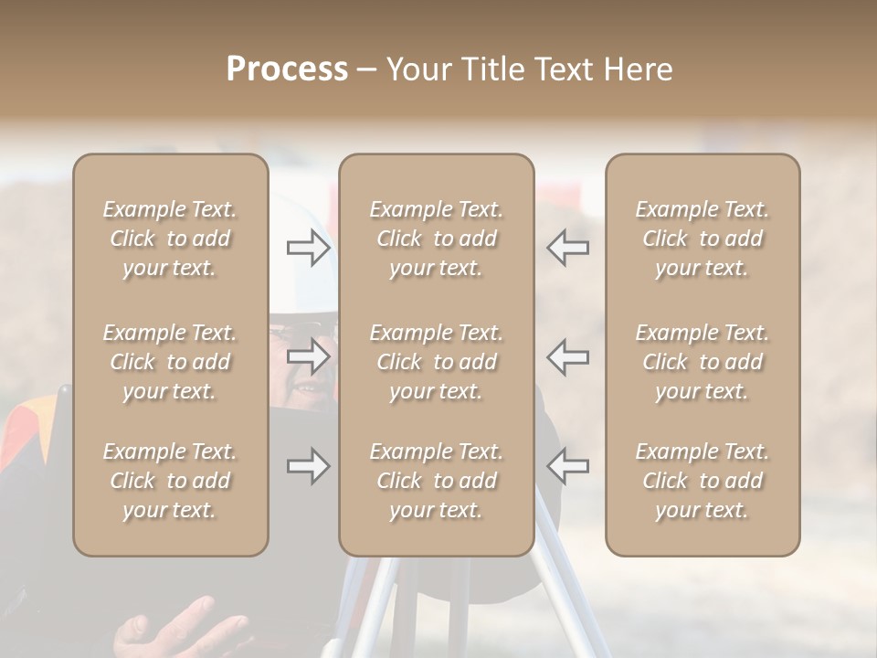 A Man In A Hard Hat Is Looking At Something On A Tripod PowerPoint Template