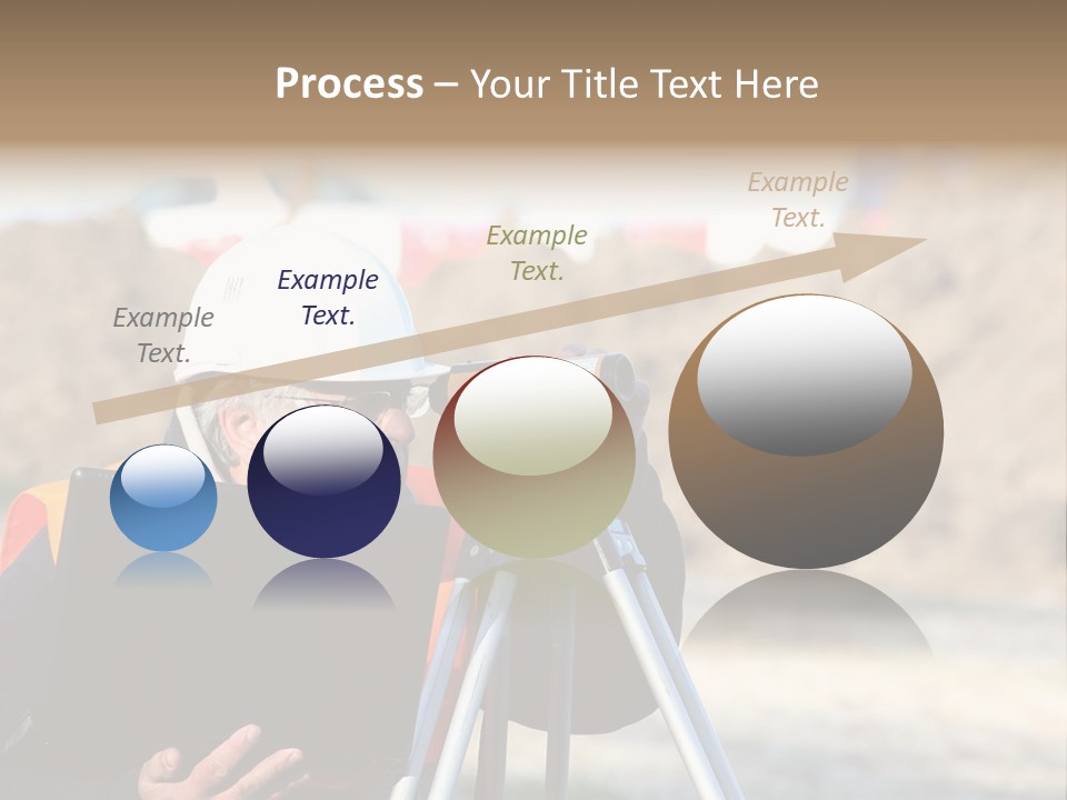 A Man In A Hard Hat Is Looking At Something On A Tripod PowerPoint Template