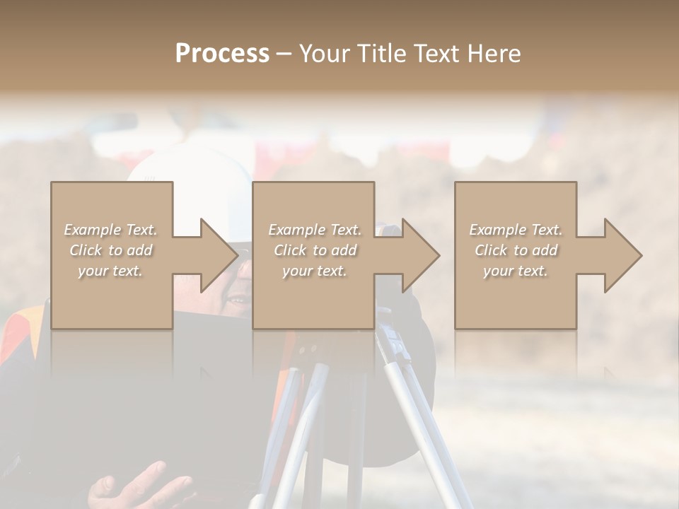 A Man In A Hard Hat Is Looking At Something On A Tripod PowerPoint Template