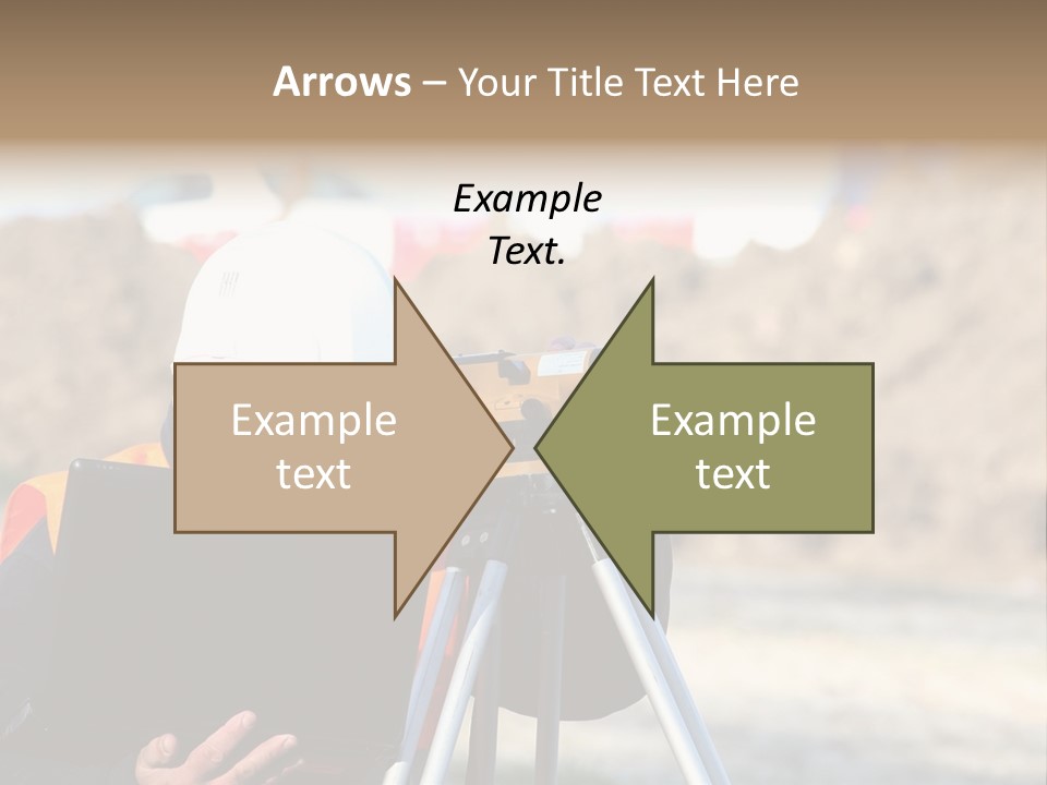A Man In A Hard Hat Is Looking At Something On A Tripod PowerPoint Template