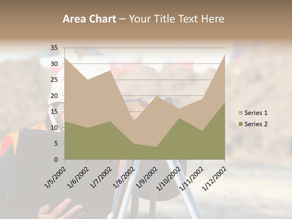A Man In A Hard Hat Is Looking At Something On A Tripod PowerPoint Template