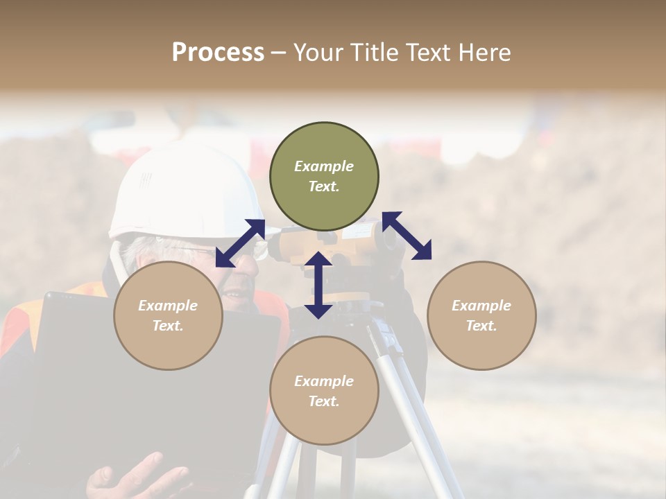 A Man In A Hard Hat Is Looking At Something On A Tripod PowerPoint Template