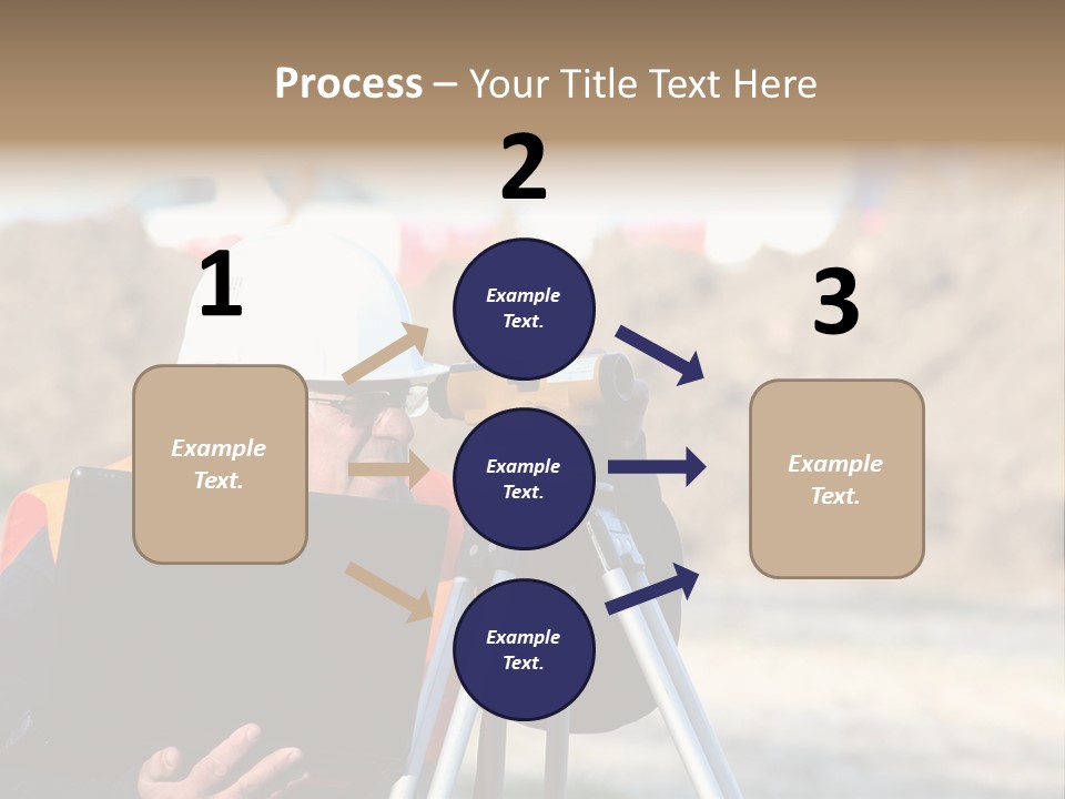 A Man In A Hard Hat Is Looking At Something On A Tripod PowerPoint Template