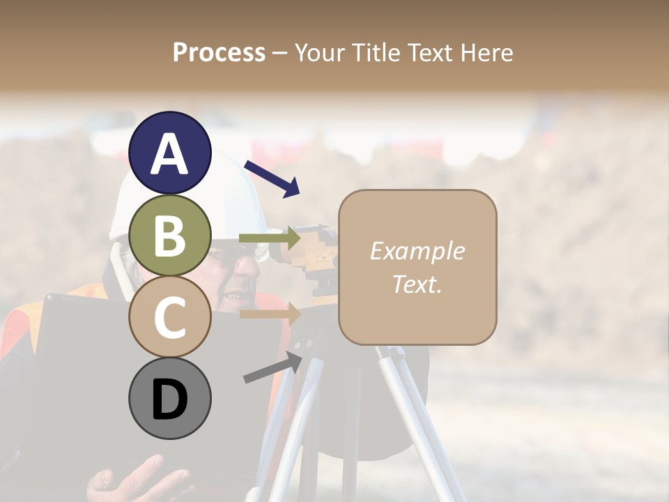 A Man In A Hard Hat Is Looking At Something On A Tripod PowerPoint Template