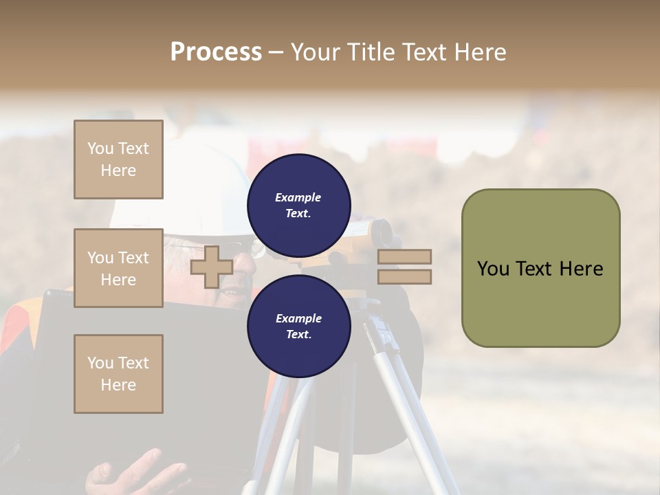 A Man In A Hard Hat Is Looking At Something On A Tripod PowerPoint Template