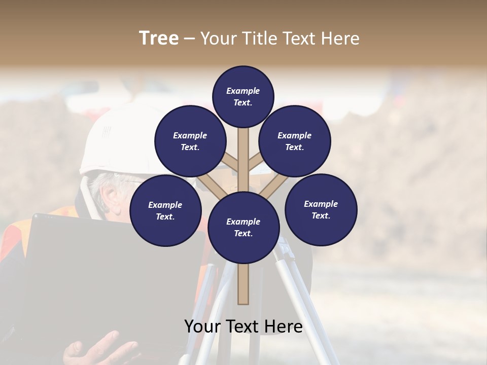 A Man In A Hard Hat Is Looking At Something On A Tripod PowerPoint Template