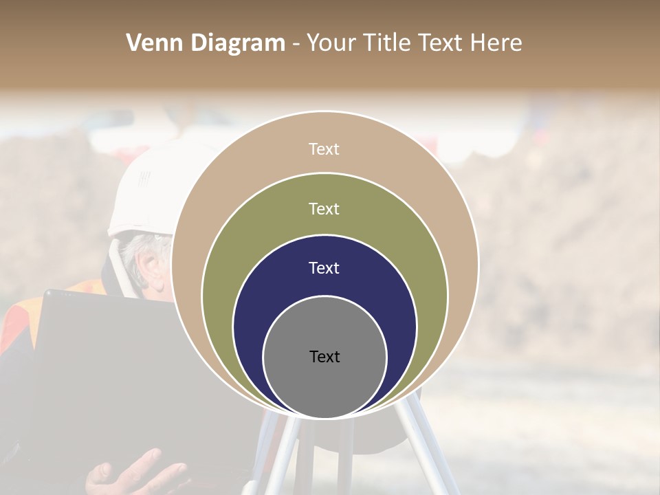 A Man In A Hard Hat Is Looking At Something On A Tripod PowerPoint Template