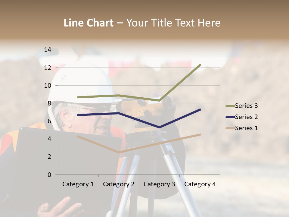 A Man In A Hard Hat Is Looking At Something On A Tripod PowerPoint Template
