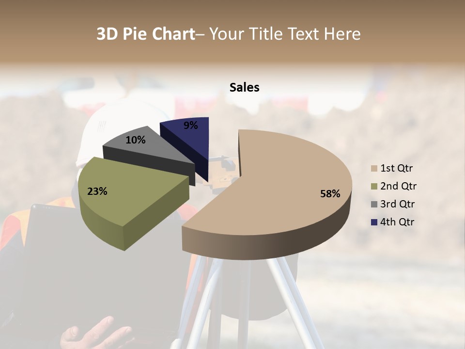A Man In A Hard Hat Is Looking At Something On A Tripod PowerPoint Template