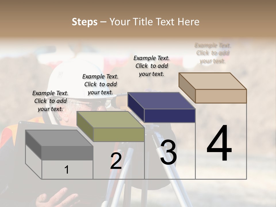 A Man In A Hard Hat Is Looking At Something On A Tripod PowerPoint Template