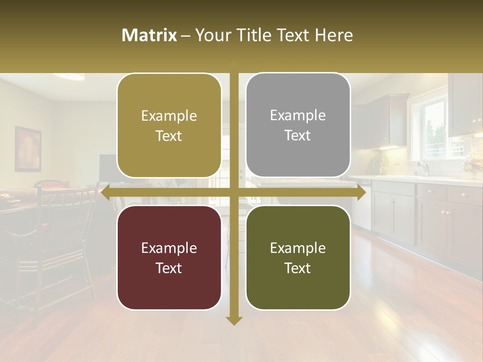 A Living Room And Kitchen With A Table And Chairs PowerPoint Template