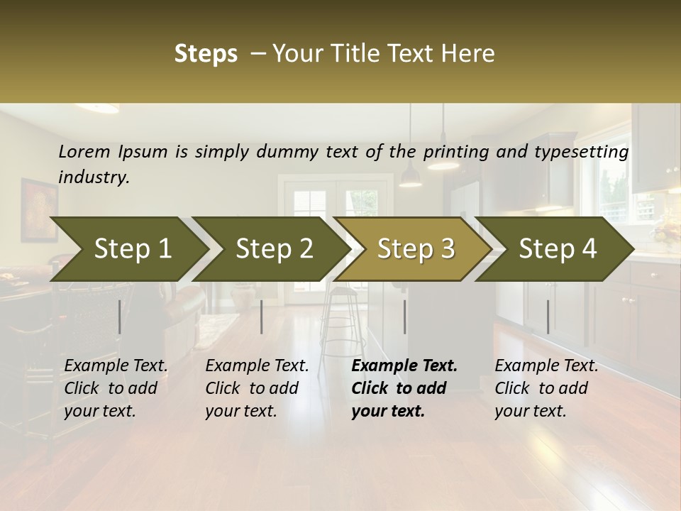 A Living Room And Kitchen With A Table And Chairs PowerPoint Template