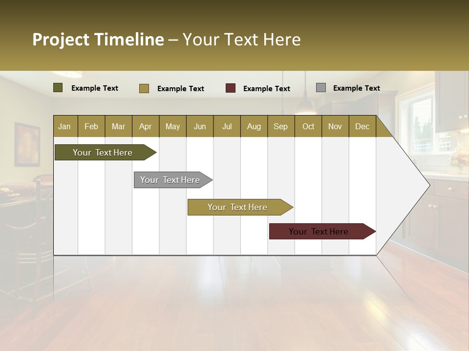 A Living Room And Kitchen With A Table And Chairs PowerPoint Template
