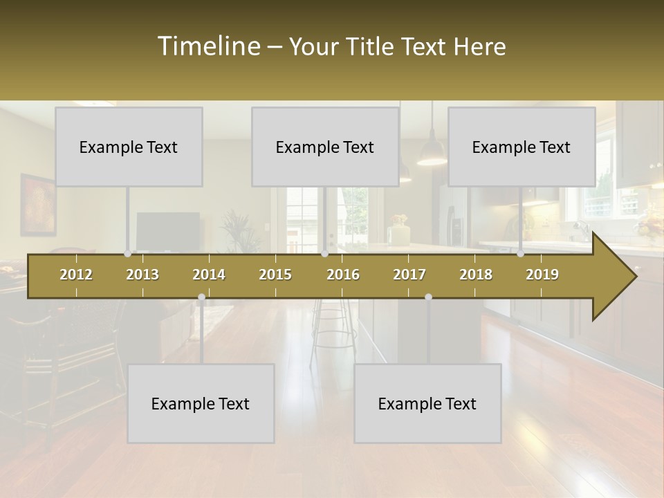 A Living Room And Kitchen With A Table And Chairs PowerPoint Template