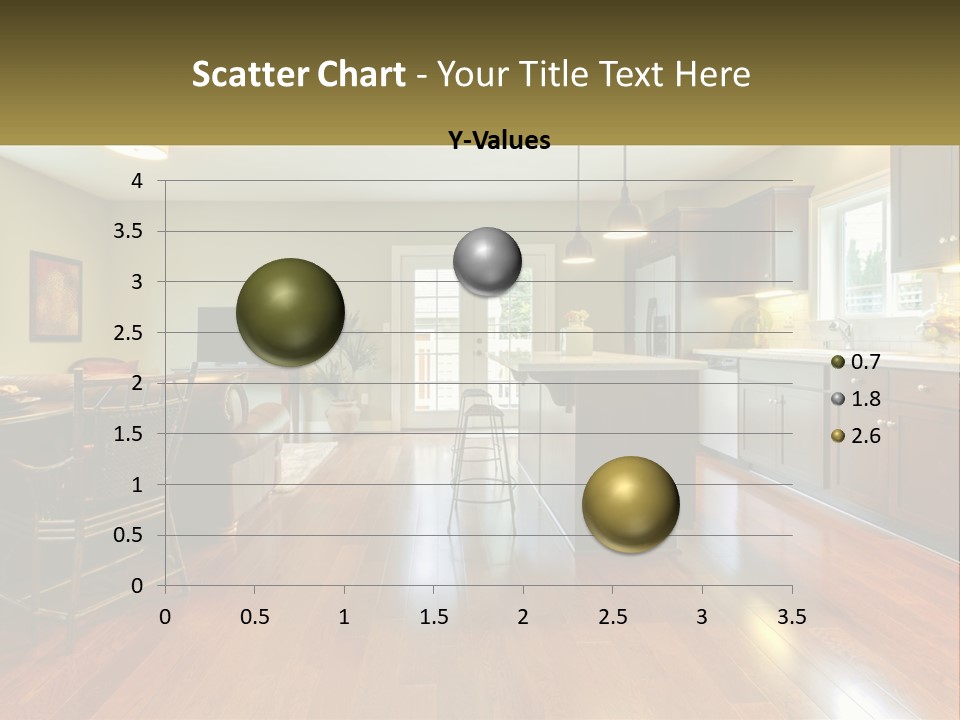 A Living Room And Kitchen With A Table And Chairs PowerPoint Template