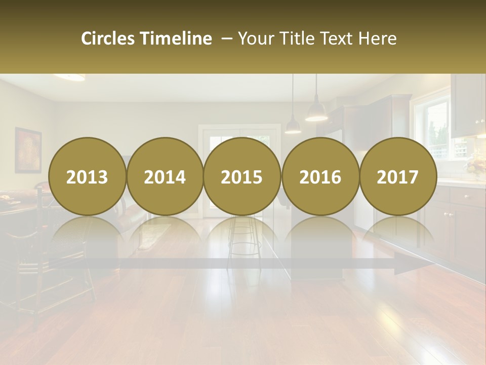 A Living Room And Kitchen With A Table And Chairs PowerPoint Template