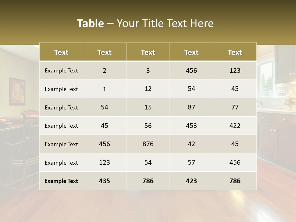 A Living Room And Kitchen With A Table And Chairs PowerPoint Template
