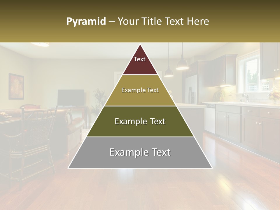 A Living Room And Kitchen With A Table And Chairs PowerPoint Template