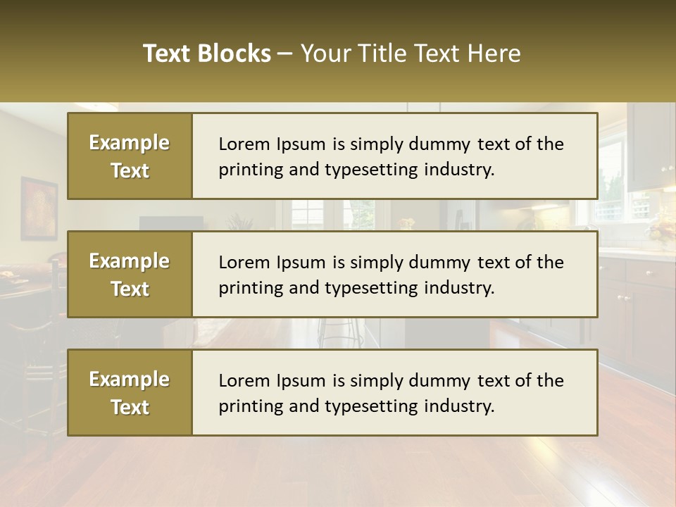 A Living Room And Kitchen With A Table And Chairs PowerPoint Template