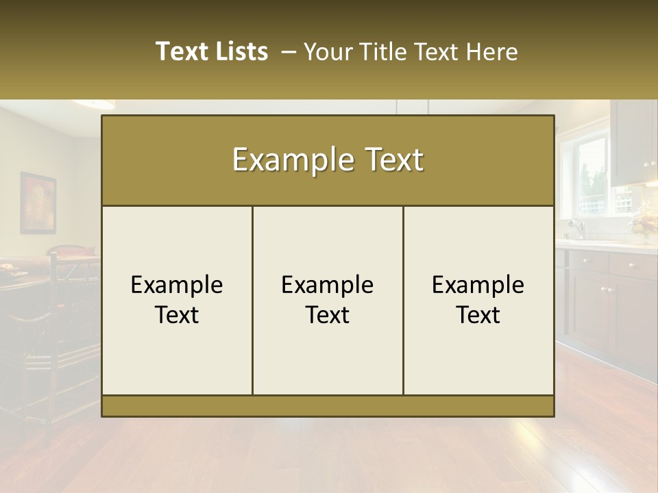 A Living Room And Kitchen With A Table And Chairs PowerPoint Template