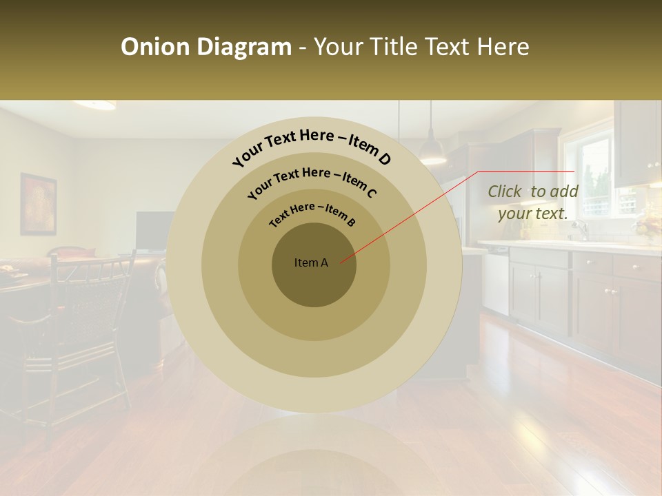 A Living Room And Kitchen With A Table And Chairs PowerPoint Template