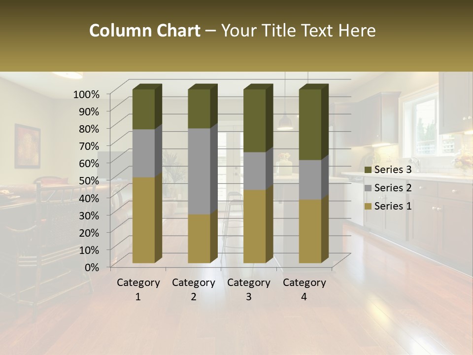 A Living Room And Kitchen With A Table And Chairs PowerPoint Template