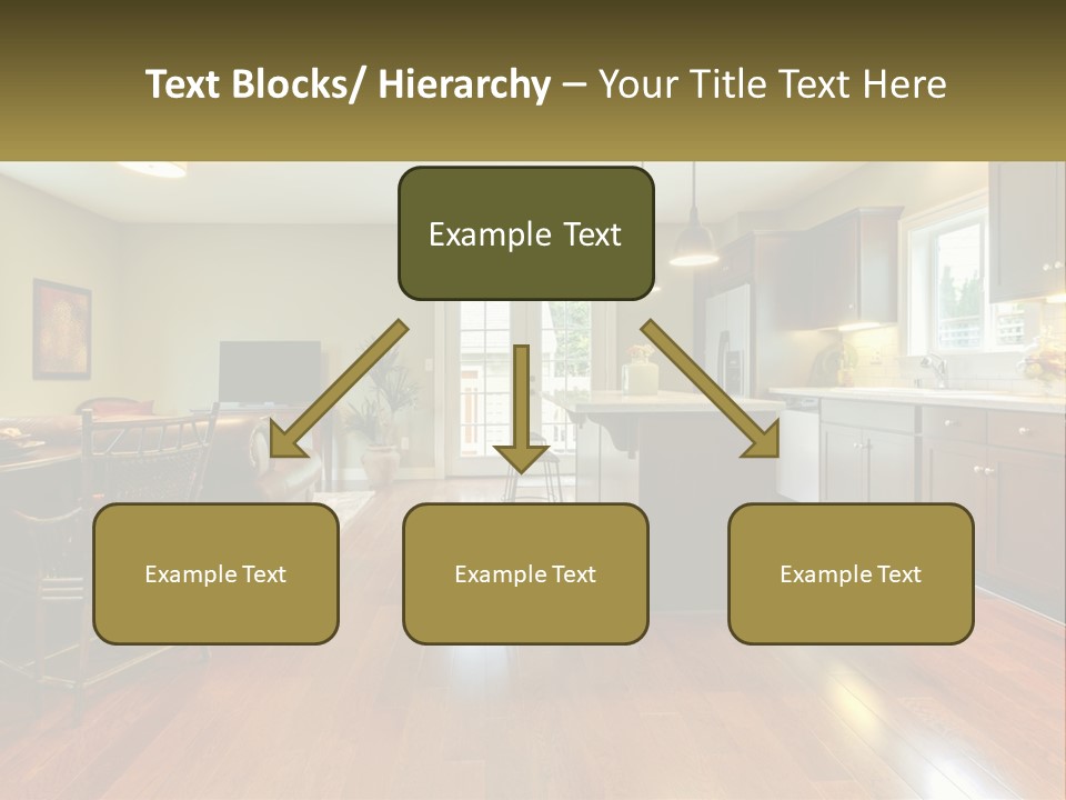 A Living Room And Kitchen With A Table And Chairs PowerPoint Template