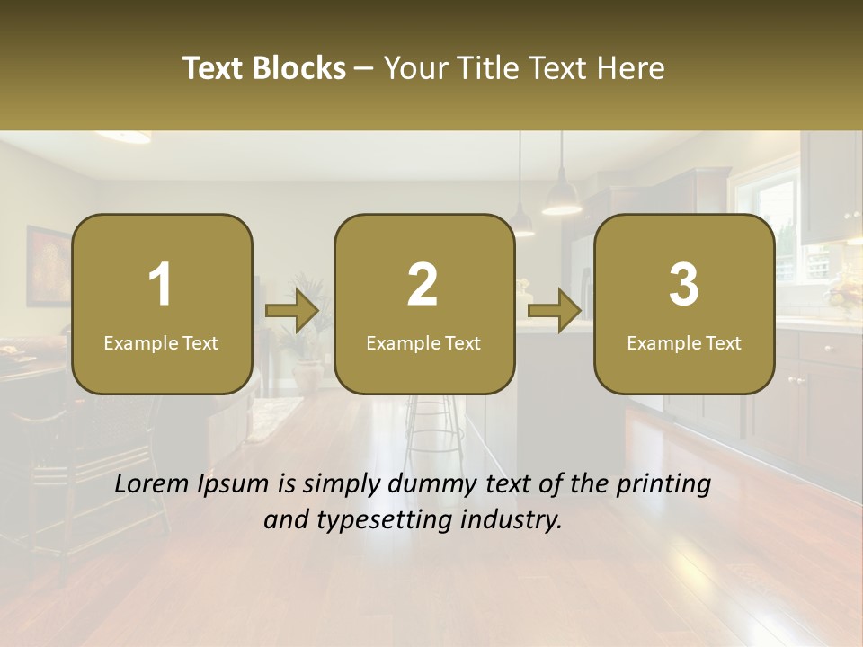 A Living Room And Kitchen With A Table And Chairs PowerPoint Template