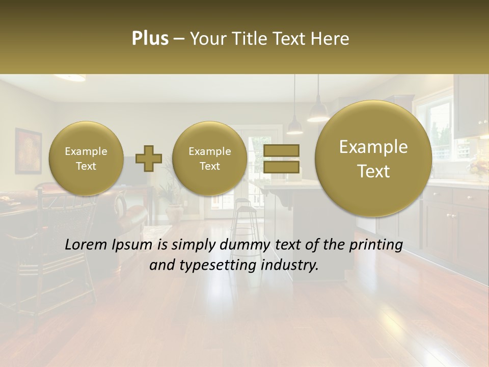 A Living Room And Kitchen With A Table And Chairs PowerPoint Template